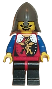 LEGO Dragon Knights - Knight 2, Black Legs with Red Hips, Dark Gray Neck-Protector minifigure
