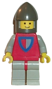 LEGO Classic - Knight, Shield Red/Gray, Light Gray Legs with Red Hips, Dark Gray Chin-Guard minifigure