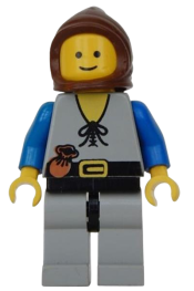 LEGO Peasant - Light Gray Legs, Brown Hood minifigure