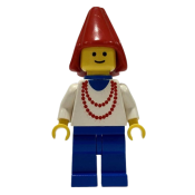 LEGO Maiden with Necklace - Blue Legs, Cape, Red Cone Hat, Blue Plastic Cape minifigure