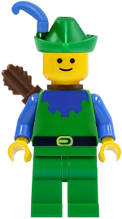 LEGO Forestman - Blue, Green Hat, Blue Feather, Quiver minifigure