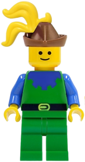 LEGO Forestman - Blue, Brown Hat, Yellow 3-Feather Plume minifigure
