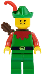 LEGO Forestman - Red, Green Hat, Red Feather, Quiver minifigure