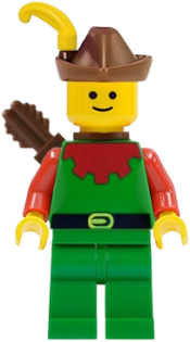 LEGO Forestman - Red, Brown Hat, Yellow Feather, Quiver minifigure