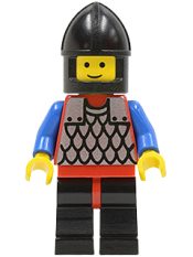 LEGO Scale Mail - Red with Blue Arms, Black Legs with Red Hips, Black Chin-Guard minifigure