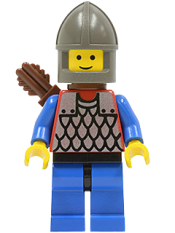 LEGO Scale Mail - Red with Blue Arms, Blue Legs with Black Hips, Dark Gray Chin-Guard, Quiver minifigure