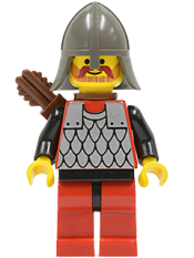 LEGO Scale Mail - Red with Black Arms, Red Legs with Black Hips, Dark Gray Neck-Protector, Quiver minifigure