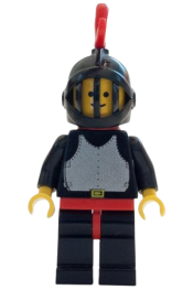 LEGO Breastplate - Black, Black Legs with Red Hips, Black Grille Helmet, Red Plume, Red Plastic Cape minifigure