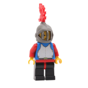 LEGO Breastplate - Blue with Red Arms, Black Legs with Red Hips, Dark Gray Grille Helmet, Red Plume Dragon minifigure