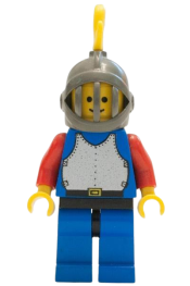 LEGO Breastplate - Blue with Red Arms, Blue Legs with Black Hips, Dark Gray Grille Helmet, Yellow Plume minifigure