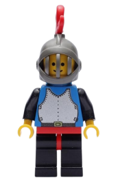 LEGO Breastplate - Blue with Black Arms, Black Legs with Red Hips, Dark Gray Grille Helmet, Red Plume, Blue Plastic Cape minifigure
