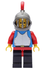 LEGO Breastplate - Blue with Red Arms, Black Legs with Red Hips, Dark Gray Grille Helmet, Red Plume minifigure