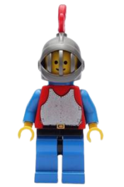 LEGO Breastplate - Red with Blue Arms, Blue Legs with Black Hips, Dark Gray Grille Helmet, Red Plume, Blue Plastic Cape minifigure