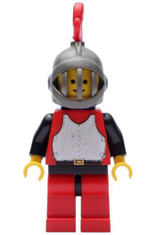 LEGO Breastplate - Red with Black Arms, Red Legs with Black Hips, Dark Gray Grille Helmet, Red Plume, Blue Plastic Cape minifigure