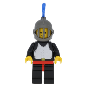 LEGO Breastplate - Black, Black Legs and Red Hips, Dark Gray Grille Helmet, Blue Plume, Black Plastic Cape minifigure
