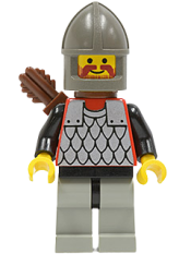 LEGO Scale Mail - Red with Black Arms, Light Gray Legs with Black Hips, Dark Gray Chin-Guard, Quiver minifigure
