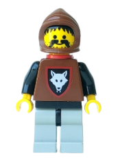 LEGO Wolfpack - Moustache, Black Arms and Light Gray legs, Brown Hood and Red Cape minifigure