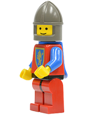 LEGO Crusader Lion - Red Legs with Black Hips, Dark Gray Chin-Guard, Blue Plastic Cape minifigure