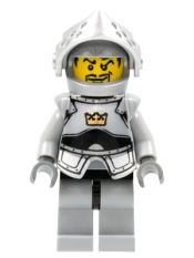 LEGO Fantasy Era - Crown Knight Plain with Breastplate, Helmet with Visor, Curly Eyebrows and Goatee, Black Hips, Light Bluish Gray Legs minifigure