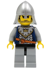 LEGO Fantasy Era - Crown Knight Scale Mail with Crown, Helmet with Neck Protector, Black Messy Hair and Stubble minifigure
