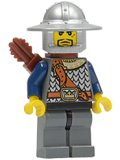 LEGO Fantasy Era - Crown Knight Scale Mail with Chest Strap, Helmet with Broad Brim, 3 Spots under Left Eye, Quiver minifigure