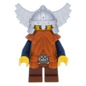 LEGO Fantasy Era - Dwarf, Dark Orange Beard, Metallic Silver Helmet with Wings, Dark Blue Arms minifigure