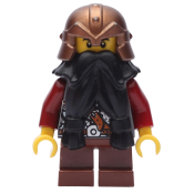 LEGO Fantasy Era - Dwarf, Black Beard, Copper Helmet with Studded Bands, Dark Red Arms minifigure