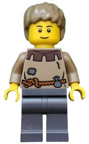 LEGO Fantasy Era - Peasant Male Young, Brown Eyebrows, Thin Grin minifigure