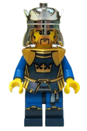LEGO Fantasy Era - Crown King, No Cape, Printed Legs, Dark Blue Plume minifigure