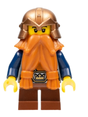 LEGO Fantasy Era - Dwarf, Dark Orange Beard, Copper Helmet with Studded Bands, Dark Blue Arms, Smirk and Stubble Beard minifigure