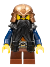 LEGO Fantasy Era - Dwarf, Black Beard, Copper Helmet with Studded Bands, Dark Blue Arms minifigure