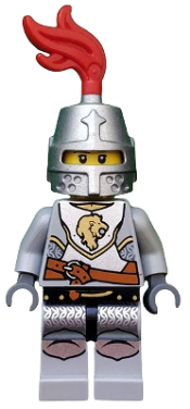 LEGO Kingdoms - Lion Knight Breastplate with Lion Head and Belt, Helmet Closed, Smirk and Stubble Beard minifigure