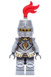 LEGO Kingdoms - Lion Knight Armor with Lion Head and Belt, Helmet Closed, Gray Beard minifigure
