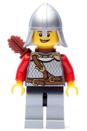 LEGO Kingdoms - Lion Knight Scale Mail with Chest Strap and Belt, Helmet with Neck Protector, Quiver, Open Grin minifigure