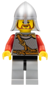 LEGO Kingdoms - Lion Knight Scale Mail with Chest Strap and Belt, Helmet with Neck Protector, Brown Beard Rounded minifigure