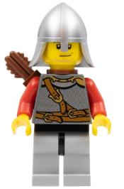 LEGO Kingdoms - Lion Knight Scale Mail with Chest Strap and Belt, Helmet with Neck Protector, Quiver, Smirk and Stubble Beard minifigure