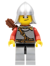 LEGO Kingdoms - Lion Knight Scale Mail with Chest Strap and Belt, Helmet with Neck Protector, Quiver, Smirk minifigure