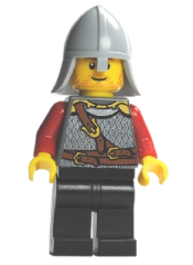 LEGO Kingdoms - Lion Knight Scale Mail with Chest Strap and Belt, Helmet with Neck Protector, Stubble Smile (Dual Sided Head) minifigure