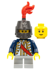 LEGO Red Sash, Helmet Closed, Light Bluish Gray Legs Short, Reddish Brown Eyebrows minifigure