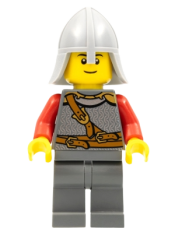 LEGO Kingdoms - Lion Knight Scale Mail with Chest Strap and Belt, Helmet with Neck Protector, Black Eyebrows, Thin Grin minifigure