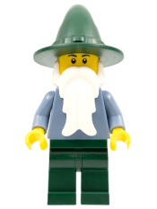 LEGO Wizard - Sand Blue with Dark Green Legs and Hat, Black Eyebrows minifigure