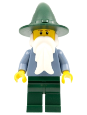 LEGO Wizard - Sand Blue with Dark Green Legs and Hat, Reddish Brown Eyebrows minifigure