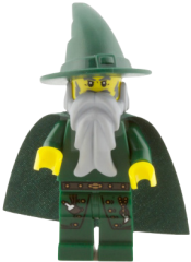 LEGO Kingdoms - Dark Green Wizard, Light Bluish Gray Beard, Cape (Chess King) minifigure