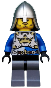 LEGO Castle - King's Knight Breastplate with Crown and Chain Belt, Helmet with Neck Protector, Closed Grin with Stubble minifigure