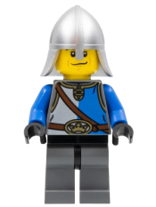 LEGO Castle - King's Knight Blue and White with Chest Strap and Crown Belt, Helmet with Neck Protector, Scared Face minifigure