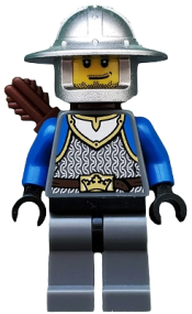 LEGO Castle - King's Knight Scale Mail, Crown Belt, Helmet with Broad Brim, Quiver, Smirk and Stubble Beard minifigure