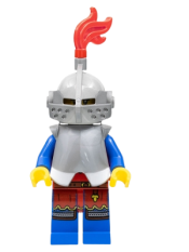 LEGO Lion Knight - Female, Light Bluish Gray Helmet, Flat Silver Visor, Red Plume, Flat Silver Armor minifigure