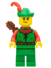 LEGO Forestwoman - Red, Green Hat, Red Feather, Quiver minifigure