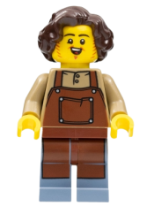 LEGO Tavern Keeper - Male, Reddish Brown Apron, Sand Blue Legs, Dark Brown Hair minifigure