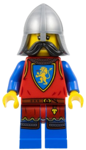 LEGO Lion Knight - Male, Flat Silver Neck-Protector, Black Moustache (Tower Guard) minifigure